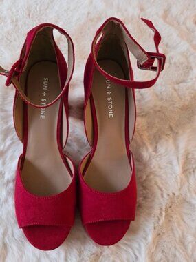 Sun and Stone Red ankle Strap Heels